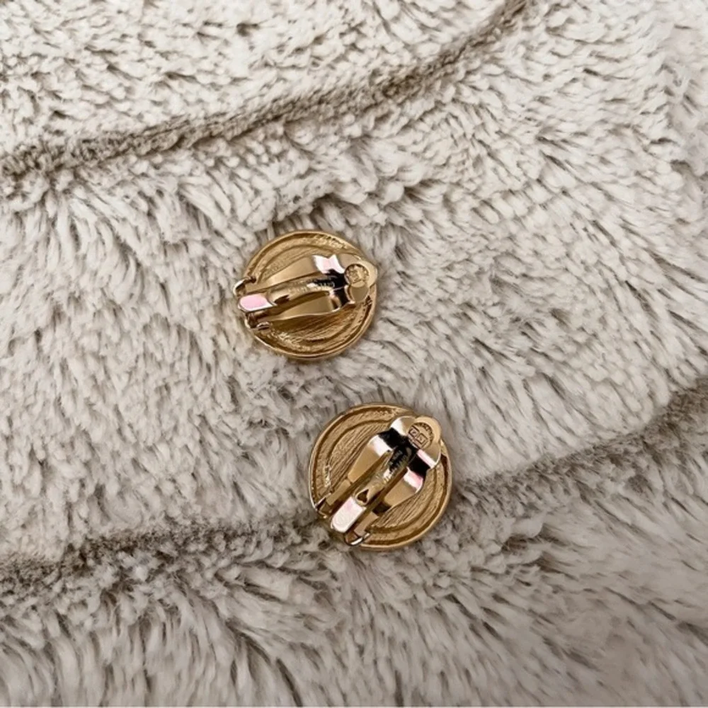 Givenchy Black Enamel Clip-on Coin Earrings - Picture 3 of 3